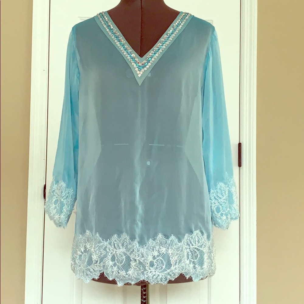 Crystal embellished Chiffon Tunic Top